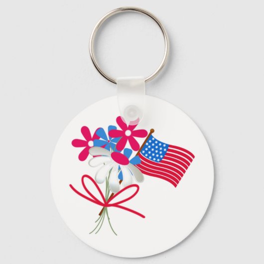 USA FLag und Blume Schlüsselanhänger (Vorderseite)