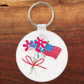 USA FLag und Blume Schlüsselanhänger (Vorderseite)