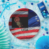 USA Flag- und Feuerwerke Pappteller (Party)