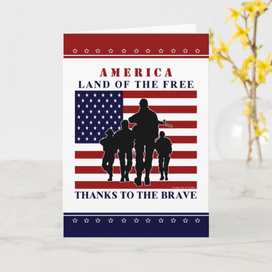 USA Flag und Soldaten - Happy Independence Day Car Karte (Gelbe Blume)