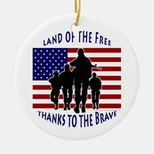 USA Flag und Soldaten Silhouette Ornament (Vorne)