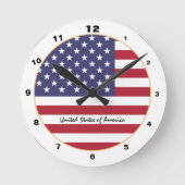 USA Flag & USA Mode/Design Runde Wanduhr (Vorderseite)