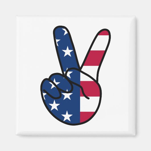 USA Flag V Zeichen Magnet (Vorne)