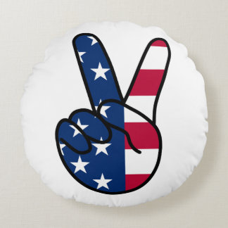 USA Flag V Zeichen Rundes Kissen