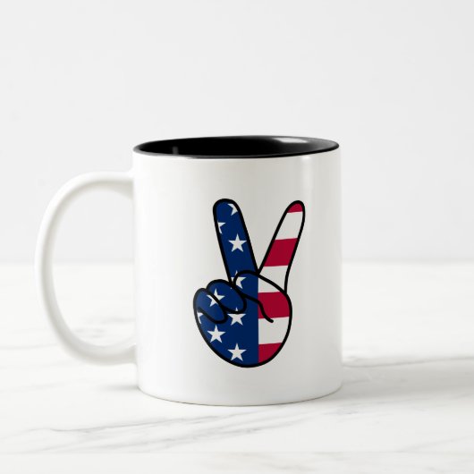 USA Flag V Zeichen Zweifarbige Tasse (Links)
