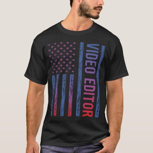 USA Flag Video Editor T-Shirt (Vorderseite)