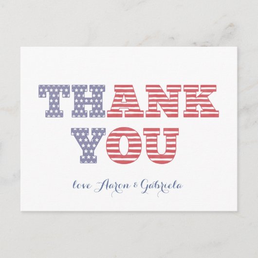 USA Flag Vielen Dank für Dusche oder Geburtstag Postkarte (Vorderseite)