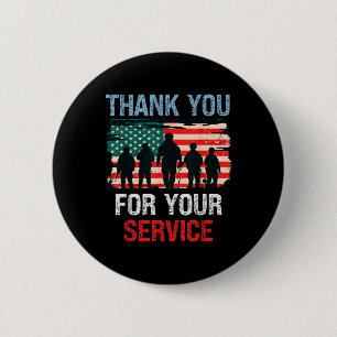Usa Flag Vielen Dank für Ihren Service - Memorial Button