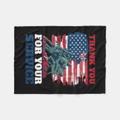Usa Flag Vielen Dank für Ihren Service - Veteranen Fleecedecke (Vorderseite (Horizontal))