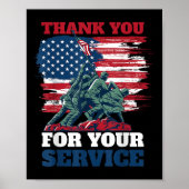 Usa Flag Vielen Dank für Ihren Service - Veteranen Poster (Vorne)