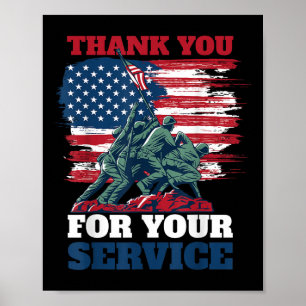 Usa Flag Vielen Dank für Ihren Service - Veteranen Poster
