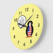 USA Flag Vortrag Frau Penguin Große Wanduhr (Winkel)