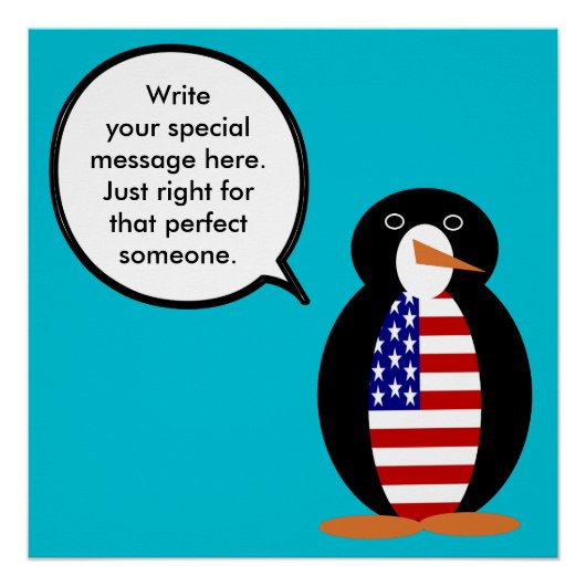 USA Flag Vortrag Frau Penguin Poster (Vorderseite)