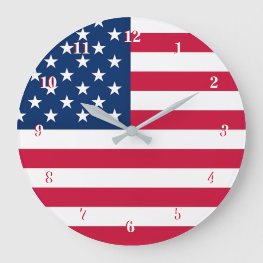 USA Flag Wall Clock Patriotic Gift Große Wanduhr (Vorderseite)
