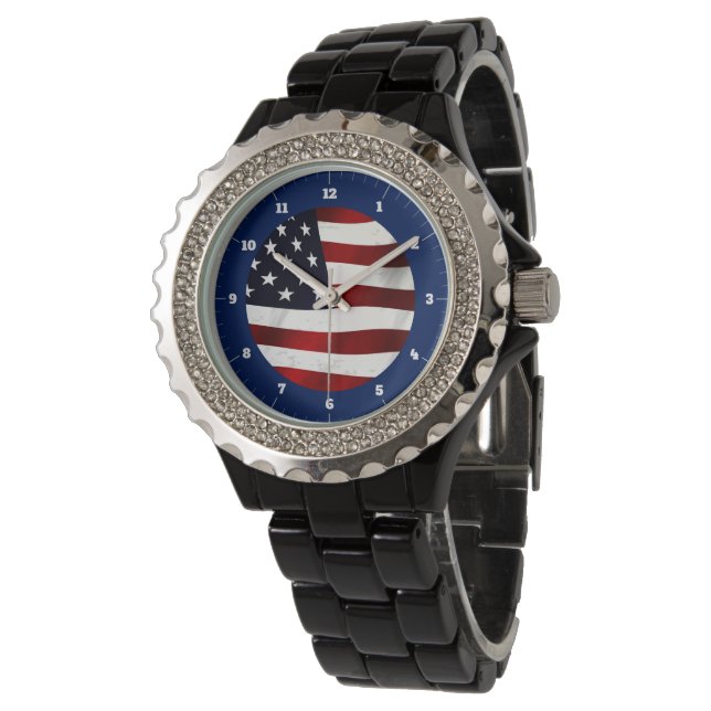 USA FLAG WATCH ARMBANDUHR (Schrägansicht)