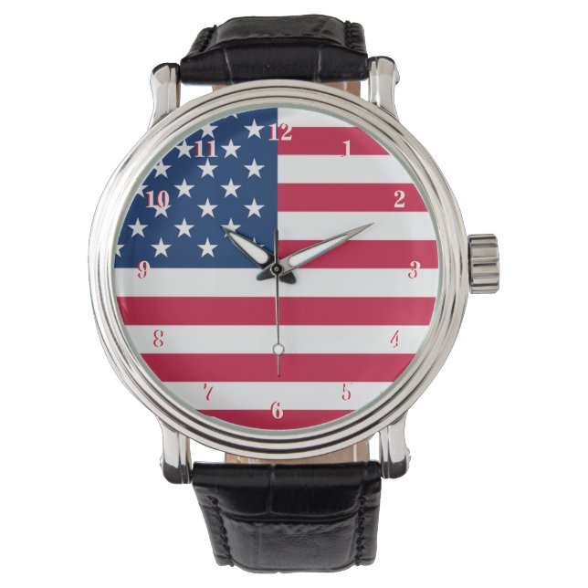 USA Flag Watch Patriotic American Armbanduhr (Vorderseite)