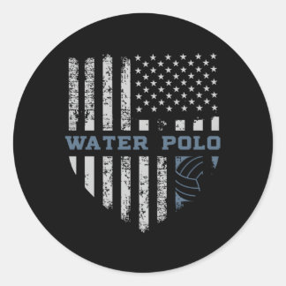 Usa Flag Water Polo Runder Aufkleber