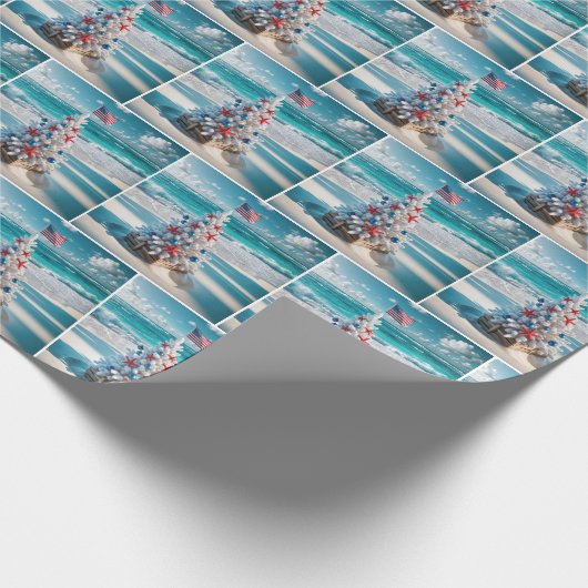 USA Flag Weihnachtsbaum Geschenkpapier (Ecke)