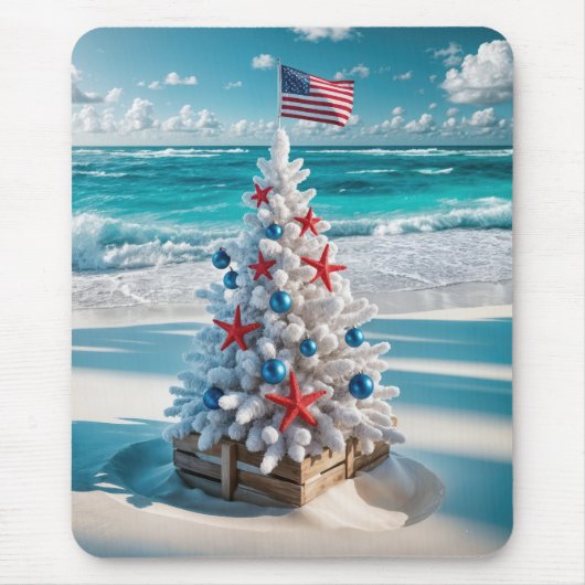 USA Flag Weihnachtsbaum Mousepad (Vorne)