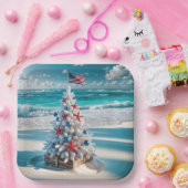 USA Flag Weihnachtsbaum Pappteller (Party)