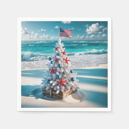 USA Flag Weihnachtsbaum Serviette (Vorderseite)