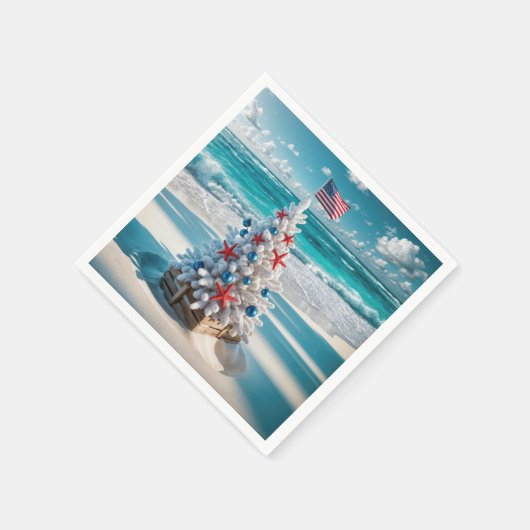 USA Flag Weihnachtsbaum Serviette (Ecke)
