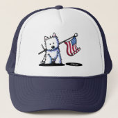 USA Flag Westie Terrier Cap Truckerkappe (Vorderseite)