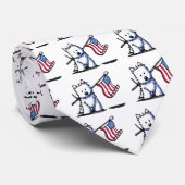 USA Flag Westie Terrier Neck Tie Krawatte (Gerollt)