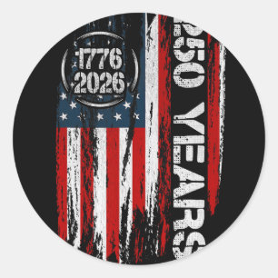USA-Flagge 250 Jahre 1776 2026 250. Geburtstagsfei Runder Aufkleber