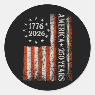 USA-Flagge 250 Jahre Jubiläum 1776-2026 Freiheit T Runder Aufkleber