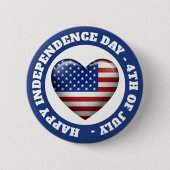 USA-Flagge | 3D-Herzsymbol | Emblem Brooch Button (Vorderseite)