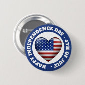 USA-Flagge | 3D-Herzsymbol | Emblem Brooch Button (Vorne & Hinten)