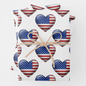 USA-Flagge | 3D-Herzsymbol Geschenkpapier Set (Beispiel)