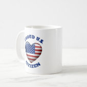 USA-Flagge | 3D-Herzsymbol | Stolz US-Bürger Kaffeetasse (Vorderseite Links)