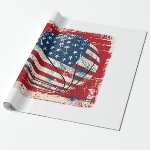 USA-Flagge 4. Juli Basketball Geschenkpapier