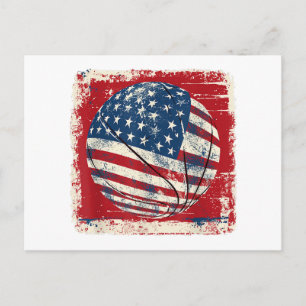 USA-Flagge 4. Juli Basketball Postkarte