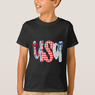 USA-Flagge 4. Juli Coquette-Schleife Floral Patrio T-Shirt