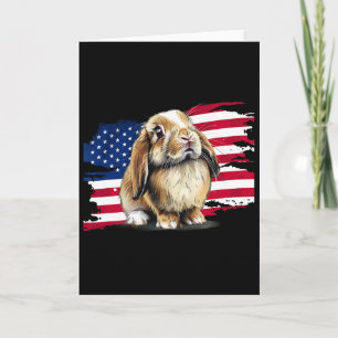 USA-Flagge 4. Juli Mini Holland Lop Kaninchen Hase Karte