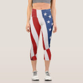 USA-Flagge | Abzeichen | Pop Art Capri Leggings (Vorderseite)