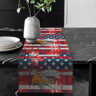 USA-Flagge & Adler-Läufer feiern Rot Weiß Blau Großer Tischläufer