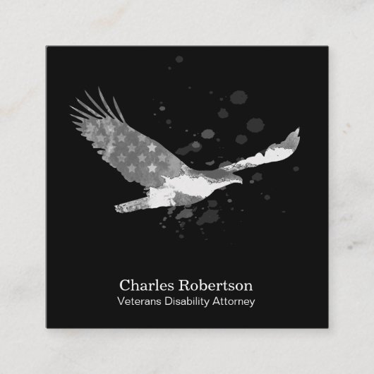 *~* USA Flagge American Eagle Gray Gray auf Schwar Quadratische Visitenkarte (Vorderseite)
