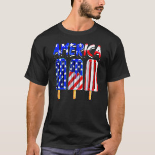 USA-Flagge Amerika Cremé-Eis Am Stiel Patriotisch  T-Shirt