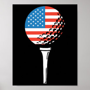 USA-Flagge Amerikanischer Golf-T-Shirt-Linke-Brust Poster