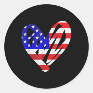Usa-Flagge Amerikanisches Patriotisches Herz Bewaf Runder Aufkleber