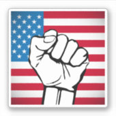 USA-Flagge | Ansteigende Fäuste Aufkleber (Vorderseite)