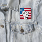 USA-Flagge | Ansteigende Fäuste Button (Beispiel)