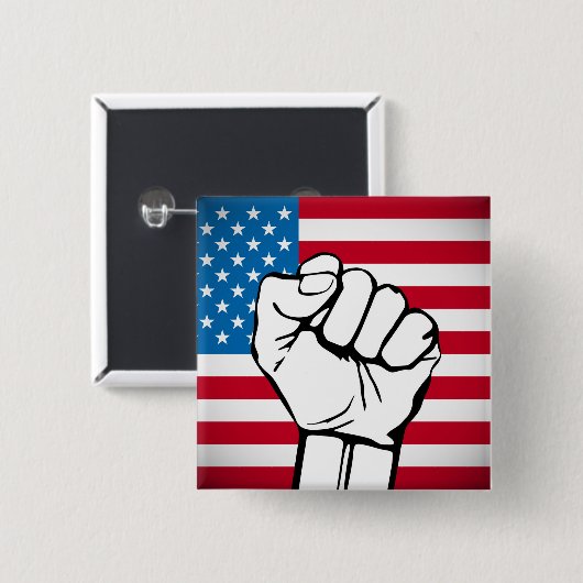 USA-Flagge | Ansteigende Fäuste Button (Vorne & Hinten)
