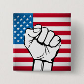 USA-Flagge | Ansteigende Fäuste Button (Vorderseite)