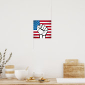 USA-Flagge | Ansteigende Fäuste Poster (Küche)