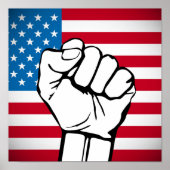 USA-Flagge | Ansteigende Fäuste Poster (Vorne)